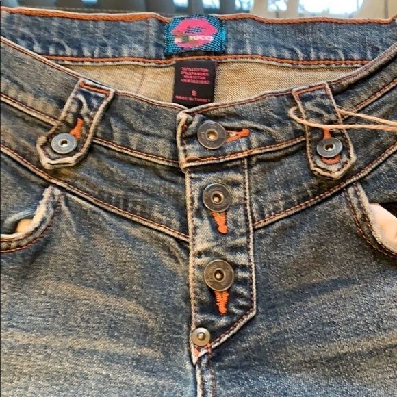 Fiorucci jeans 9 blue distressed bottom fly - Picture 10 of 14